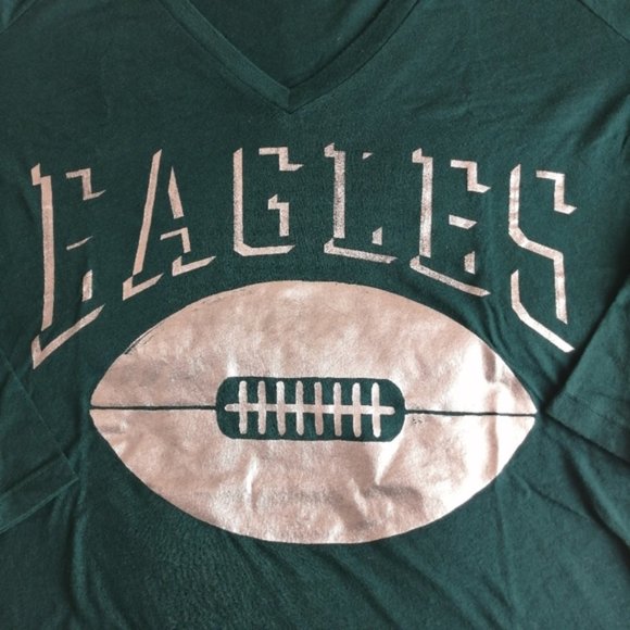 PINK Victoria's Secret Long Sleeve Green Eagles Football Top - Picture 4 of 6